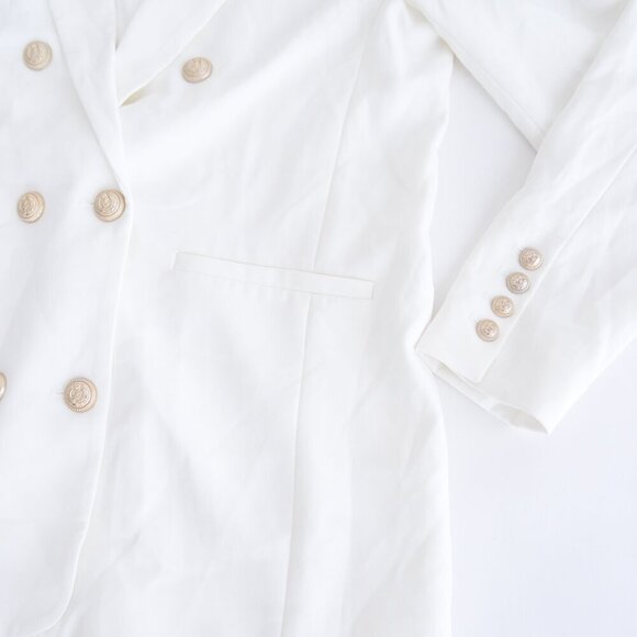 Generation Love New York Leighton Crepe White Double Breasted Button Blazer M - Picture 6 of 15